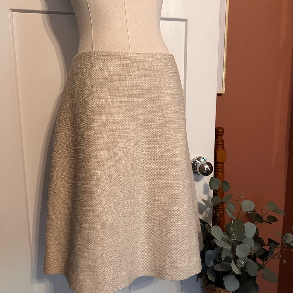 Tory Burch Denise A-line cream silk lined 8 zipper tweed textured mini skirt - Picture 9 of 15